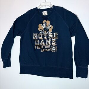 Vintage College Vault Notre Dame Sweatshirt Hoodie Large Navy Blue